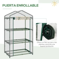 Outsunny Invernadero de Jardín de 3 Niveles Invernadero de Terraza con 3 Estantes Puerta con Cremallera Marco de Acero Cubierta de PVC para Cultivo de Plantas Flores 69x49x125 cm Transparente(m-5)