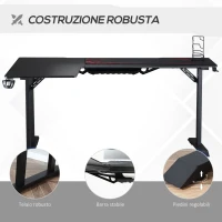 HOMCOM Scrivania Angolare per Gaming e Ufficio con Gancio per Cuffie e Porta Tazza, 168x109x78cm, Nero(m-6)