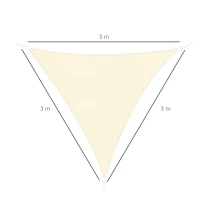 Outsunny Toldo Vela Triangular 3x3x3 m Vela de Sombra para Jardín Patio Terraza HDPE Anti UV y Transpirable Color Crema(m-3)
