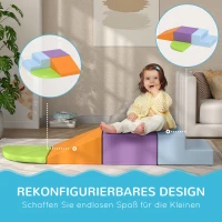 HOMCOM Saftbaustein-Set für Kinder, Kletter- und Krabbelspielzeug, weiches Kunstleder, EPE-Schaum, Mehrfarbig(m-6)