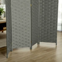 HOMCOM 4-Panel Room Dividers, Wave Fibre Freestanding Folding Privacy Screen Panels, Partition Wall Divider for Indoor Bedroom Office, 170 cm, Grey(m-8)