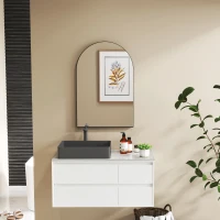 HOMCOM 60 x 90cm Arched Home Mirror - Black(m-9)