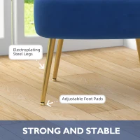 HOMCOM Set of 2 Accent Chairs, Upholstered Living Room Chairs with Gold Tone Steel Legs, Wingback Armless Chairs, Dark Blue(m-6)