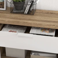 HOMCOM Aparador de Cocina con 1 Cajón 2 Puertas de Cierre Suave y Estantes Ajustables para Comedor 95x35x85 cm Blanco y Natural(m-9)