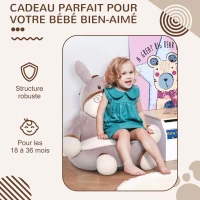 HOMCOM Fauteuil Enfant âne dim. 60L x 55l x 60H cm garnissage Moelleux Coton revêtement Velours Gris crème(m-6)