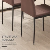 HOMCOM Set 4 Sedie Imbottite per Soggiorno o Sala da Pranzo, Sedie da Cucina Moderne, in Metallo e Tessuto Cachi(m-6)