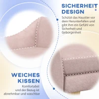 PawHut Haustiersofa Hundesofa, Skandidesign, abnehmbares Polster, Samtoptik, 102 cm x 58,5 cm x 42,5 cm, Rosa + Natur(m-7)