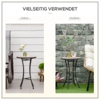Outsunny Beistelltisch Gartentisch Ø35,5cm Rund wetterfest im Mesh-Stil Balkontisch mit Mosaik-Muster Metall Campingtisch Kaffeetisch für Wohnzimmer Büro Outdoor Indoor Gelb+Grau(m-6)