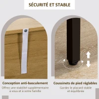 HOMCOM Buffet cuisine lot de 2 avec double portes vitrées et étagère ensemble ou séparément pieds métal 160 x 40 x 76 cm(m-6)