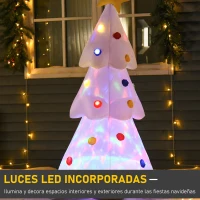 HOMCOM Árbol de Navidad Inflable 158 cm de Altura con Luces LED e Inflador Decoración Navideña para Interiores Exteriores 67x61x158 cm Blanco(m-4)