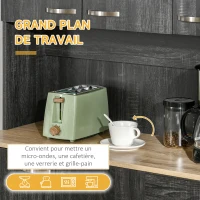 HOMCOM Buffet de cuisine armoire de cuisine contemporaine multi-rangements 6 portes 1 tiroir + grand plateau(m-5)