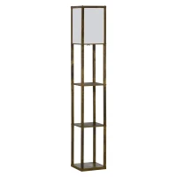 HOMCOM Stehlampe mit Regalen, Stehleuchte, Holz, 26 x 26 x 160 cm, für Wohn-/Schlafzimmer (Ohne Glühbirne)(m-10)