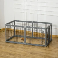 PawHut Dog Play Pen 6 Panel Pet Playpen Foldable Puppy Playpen Rabbit Guinea Pig Run w/ Door for Indoor & Outdoor(m-10)