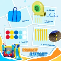 Outsunny 4 in 1 Kids Bouncy Castle Large Sailboat Style Inflatable House Slide Trampoline Water Pool Climbing Wall with Blower Carrybag for Kids Age 3-8, 2.65 x 2.6 x 2m(m-5)