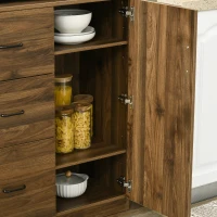 HOMCOM Credenza Moderna con 3 Cassetti e Armadietti, Mobile Dispensa per Cucina e Soggiorno in Legno, 80x40x178cm, Noce(m-9)