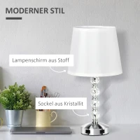 HOMCOM Tischleuchte Schreibtischleuchte Nachttischlampe, USB-Schnittstelle, 23 x 23 x 45 cm, Weiß + Silber(m-4)