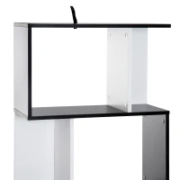 HOMCOM  Bücherregal S-förmiges Standregal Lagerregal 4-stufige Vitrine mit Hardware-Schnalle moderner Raumteiler Spanplatte Schwarz+Weiß 60 x 24 x 148 cm(m-9)