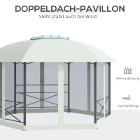 Outsunny Gartenpavillon Pavillon 4 x 5 m Festzelt Partyzelt wetterfest wasserabweisend Zelt mit Seitenwänden und zweistufigem Dach Stahl + Polyester Beige(m-4)