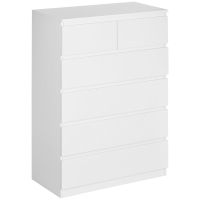 HOMCOM Cassettiera 6 Cassetti con Design Antiribaltamento, in Truciolato, 80x39x115 cm, Bianco