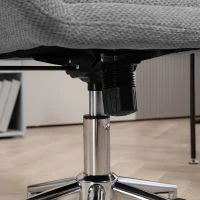HOMCOM Sedia da Ufficio Girevole ad Altezza Regolabile, in Tessuto Effetto Lino e Acciaio, 55x66x86-96 cm, Grigio Chiaro(m-9)