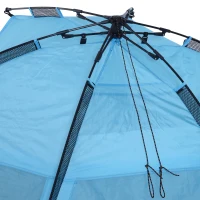 Outsunny Tente de plage abri de plage XXL pliable dim. 2,50L x 1,40l x 1,40H m 3 fenêtres sacs transports inclus polyester bleu ciel(m-6)