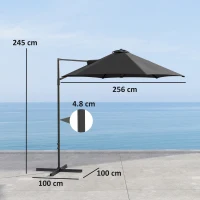 Outsunny 2.5m Rotating Cantilever Parasol - Black(m-3)