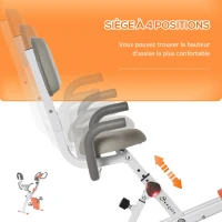 HOMCOM Vélo d'appartement pliable, vélo d'exercice, home traîner pour adultes, 8 niveaux de résistance magnétique, capteurs pouls main, écran LCD multifonction, selle réglable, acier, orange, blanc(m-5)