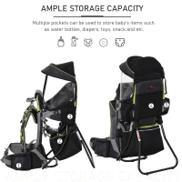 HOMCOM Baby Hiking Backpack Carrier Child Carrier with Ergonomic Hip Seat Detachable Rain Cover Adjustable Straps Stand for Toddler 6 - 36 Months Black(m-7)