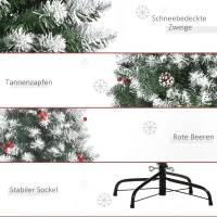 HOMCOM künstlicher Weihnachtsbaum mit 618 Astspitzen 180 cm Christbaum einfacher Aufbau Tannenbaum PVC Metall Grün Ø65 x 180 cm(m-7)
