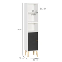 kleankin Bathroom Storage Cabinet, Bathroom Floor Standing Tallboy Unit with Adjustable Shelves and Cabinet, White(m-3)