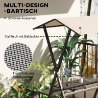 Outsunny Outdoor Barmöbel-Set, Rattanoptik, 4 Barhocker & 1 hoher Bartisch, mit Dach, Metallrahmen, Schwarz/Khaki(m-4)