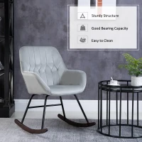 HOMCOM Rocking Chair Reading Accent Armchair with Steel Frame Sponge Padded for Living Room, Dining Room, Office, Balcony, Grey and Black(m-4)