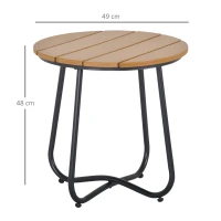 Outsunny Gartentisch Rundtisch elegant Gartenmöbel stabil verstellbare Füße Dekoration Garten Terrasse Wohnzimmer Stahlboden Braun Ø49 x 48H cm(m-3)