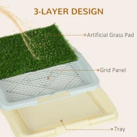 PawHut Puppy Training Pad, Indoor Portable Puppy Pad, with Artificial Grass, Grid, Panel, Tray, 46.5 x 34cm(m-5)