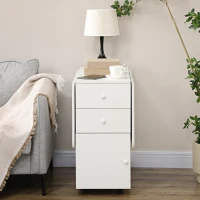 HOMCOM Mesa de Comedor Plegable Alas Abatibles con Ruedas y 2 Cajones Mesa de Cocina Pequeña Estilo Moderno 120x80x75 cm Blanco(m-7)