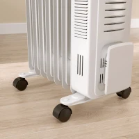 HOMCOM 1500W Quiet Oil Filled Radiator, 7 Fin Energy Efficient Portable Electric Heater with 3 Heat Settings, Adjustable Thermostat, Safety Tip Over, Overheat Protection, for Home, White(m-9)