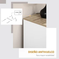 HOMCOM Mueble Auxiliar Moderno con 2 Puertas Estante Ajustable y Base Elevada para Salón Cocina Comedor 60x30x90 cm Blanco(m-6)