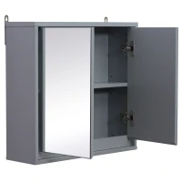 Armoire murale miroir salle de bain 2 étagères gris(m-6)