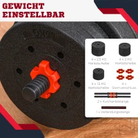 HOMCOM 2 in 1 Hanteln Set 25 kg verstellbare Kurzhantel & Langhantel professionell Dumbbell Krafttraining und Gewichtheben für Zuhause Fitness(m-6)
