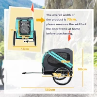 PawHut Folding Dog Bike Trailer Pet Cart Carrier for Bicycle Travel in Steel Frame with Hitch Coupler - Light Blue & Grey(m-3)