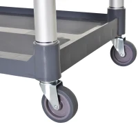 HOMCOM Chariot de service desserte de cuisine à roulettes 3 étagères dim. 88L x 44l x 93H cm alu. polypropylène gris(m-4)