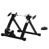 HOMCOM Rodillo de Bicicleta Entrenamiento Plegable con Resistencia Magnética para Ruedas de 26-28 Pulgadas Soporte Entrenador Bici para Casa Interior 54,5x47,2x39,1 cm Negro(m-11)