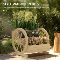 Outsunny Jardinière sur Pieds carré Potager 3 étages avec 2 roues Charrette Bois Sapin, dim. 62L x 61l x 57H cm(m-4)