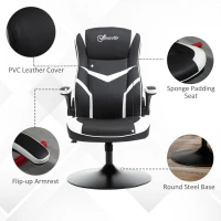 Vinsetto Gaming Chair Ergonomic Computer Chair with Adjustable Height Pedestal Base, Home Office Desk Chair PVC Leather Exclusive Swivel Chair Black(m-6)