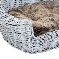 PawHut Cuccia per Gatti Cani Animali Domestici con Cuscino Morbido per Interno Rattan 57 × 46 × 17.5cm(m-8)