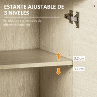 HOMCOM Armario Auxiliar de Baño con 2 Cajones Aparador Auxiliar de Almacenaje para Cocina 68x34x80 cm Madera Natural(m-5)