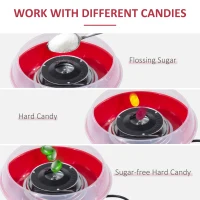 HOMCOM Candy Floss Machine Electric Cotton Candy Maker Gadgetry 450W (Red)(m-6)