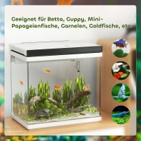 PawHut 26 Liter Aquarium mit Filter, LED-Beleuchtung, Wasserpumpe, für verschiedene Fischarten, ca. 38 x 26 x 38 cm(m-7)