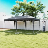 Outsunny 6 x 3 m Pop-Up Steel Frame Gazebo Grey(m-3)