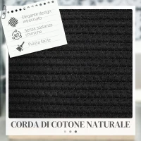 HOMCOM Cesto Portabiancheria da 88L Portatile e Pieghevole con Manici in Cotone Naturale, Ø56x35.5 cm, Nero(m-4)